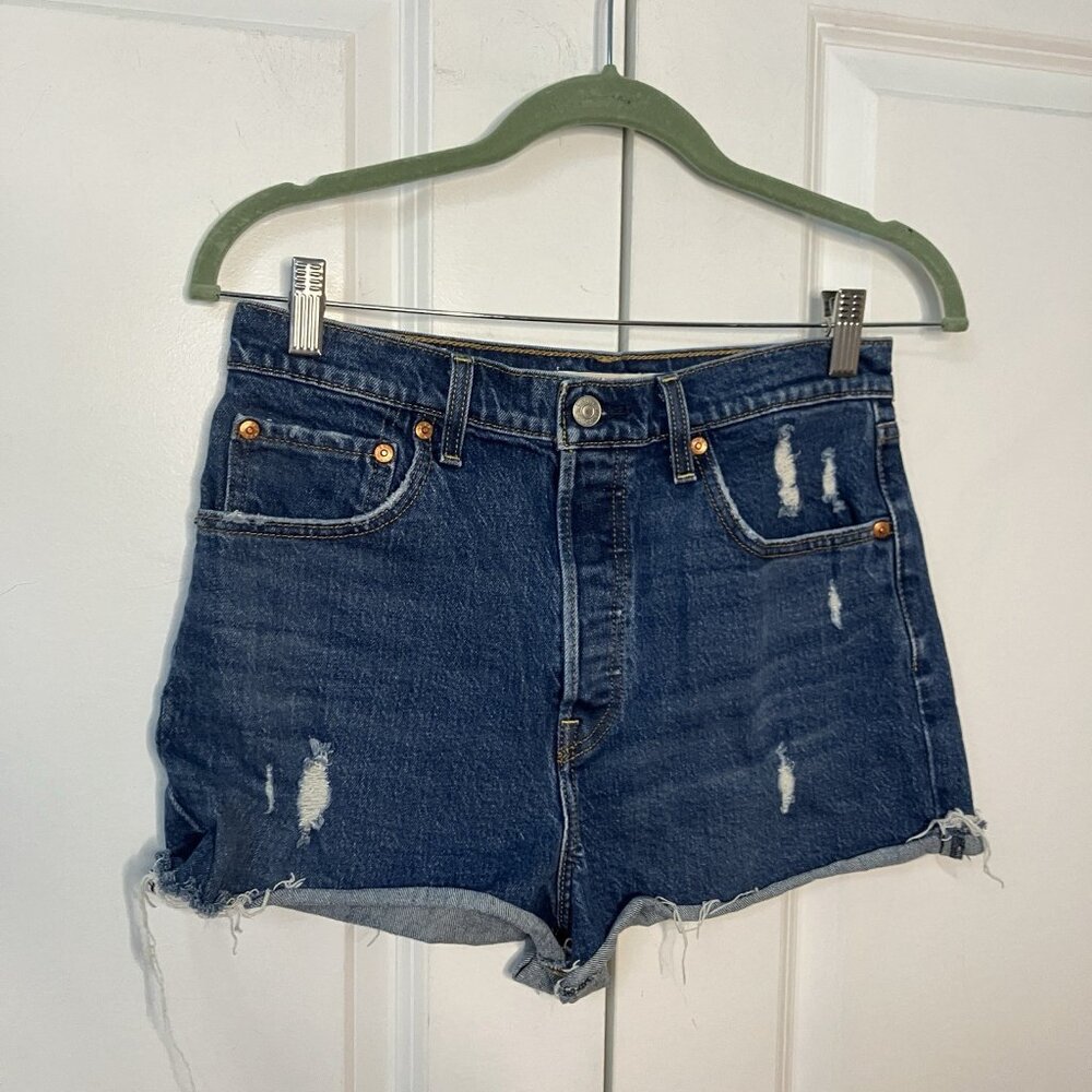 Levi's Ribcage Shorts Womens 28 Distressed Premium Button‎ Fly Festival Vacation